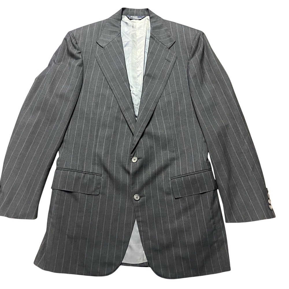 Vintage Polo Ralph Lauren Blazer Mens Black Pinstripe Coat Italy 42R Virgin Wool